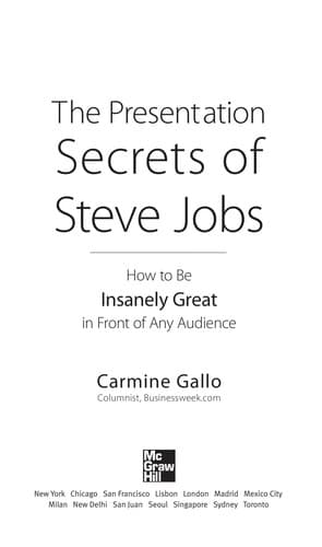 Cover of The Presentation Secrets of Steve Jobs: How to Be Insanely Great in Front of Any Audience