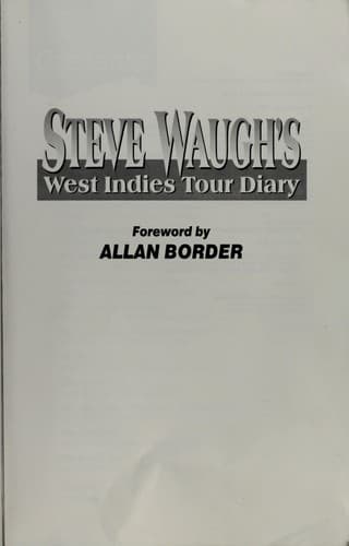 Cover of Steve Waugh's West Indies Tour Diary
